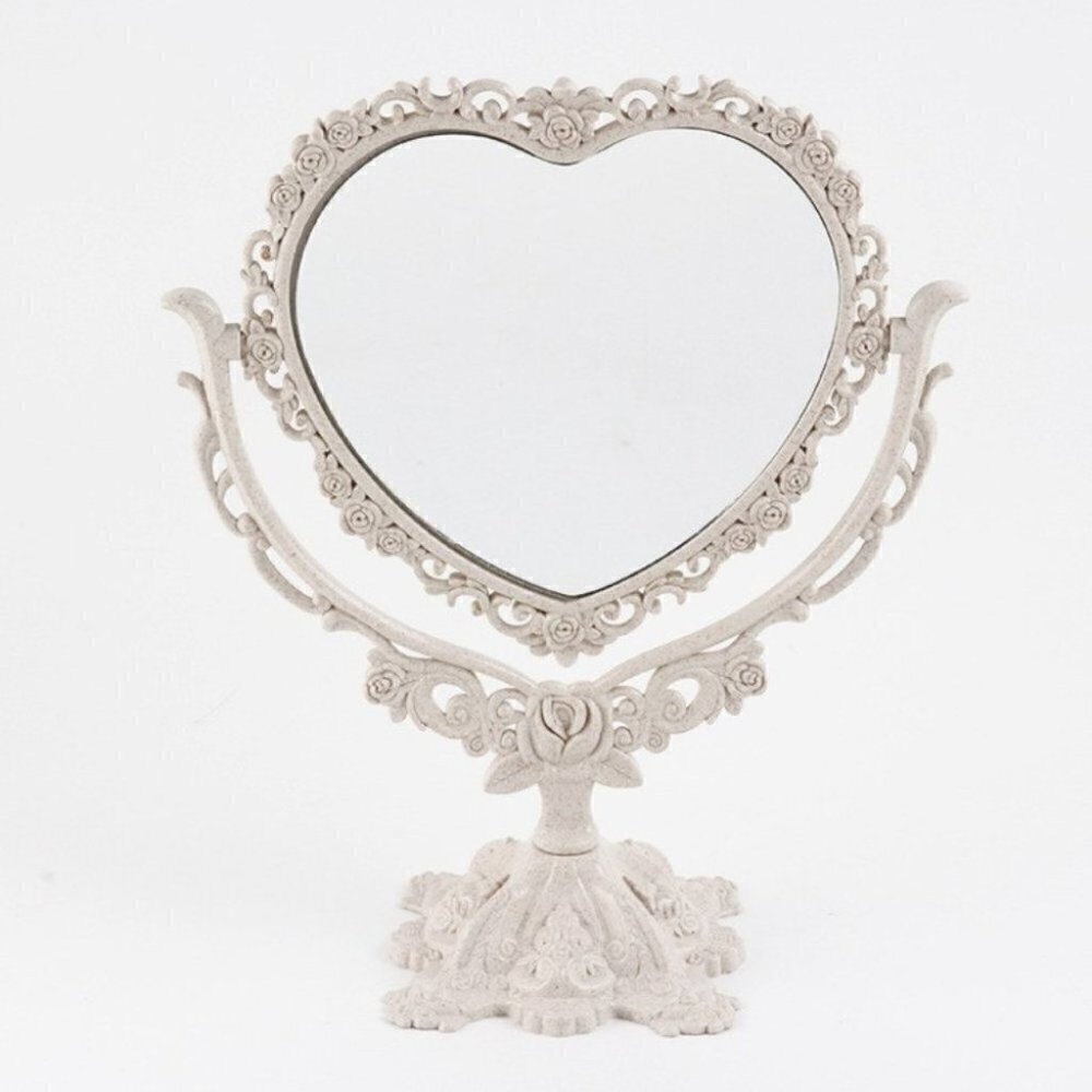 2-Sided Heart Shaped Free-Standing Dresser Mirror - 10" x 9"
